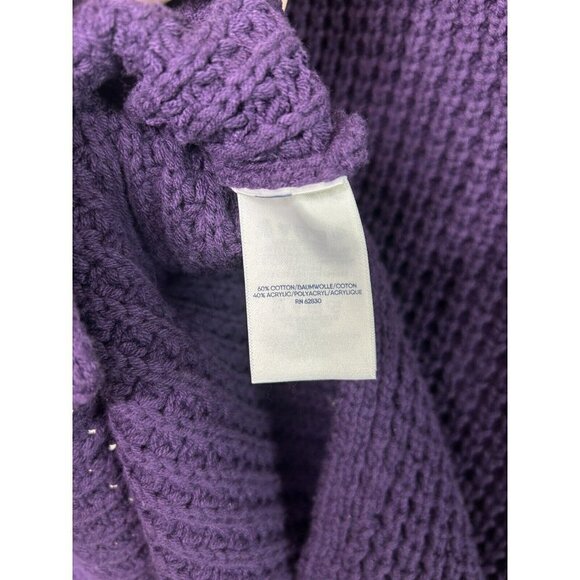 Lands' End Women's Oversized Cowl Neck Sweater Purple Cable Knit Size Med… - Picture 6 of 9